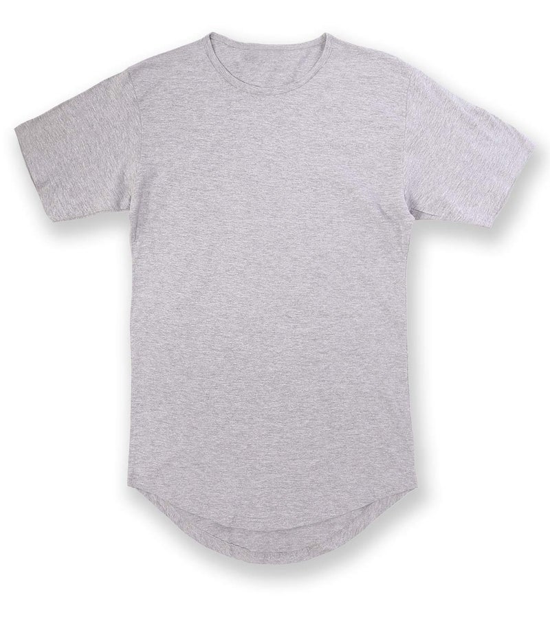 JD Apparel Menâ€™s Hip Hop Longline Tee â€“ Curved Hem Cotton T-Shirt, Heather Grey, 3X-Large - Image 1